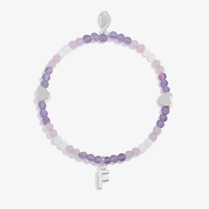 Joma Jewellery My Alphabet F Pink, Lilac & Silver Plated Children's Bracelet
