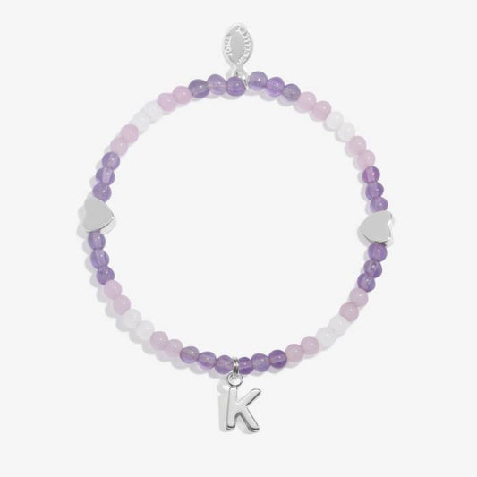Joma Jewellery My Alphabet K Pink, Lilac & Silver Plated Children's Bracelet