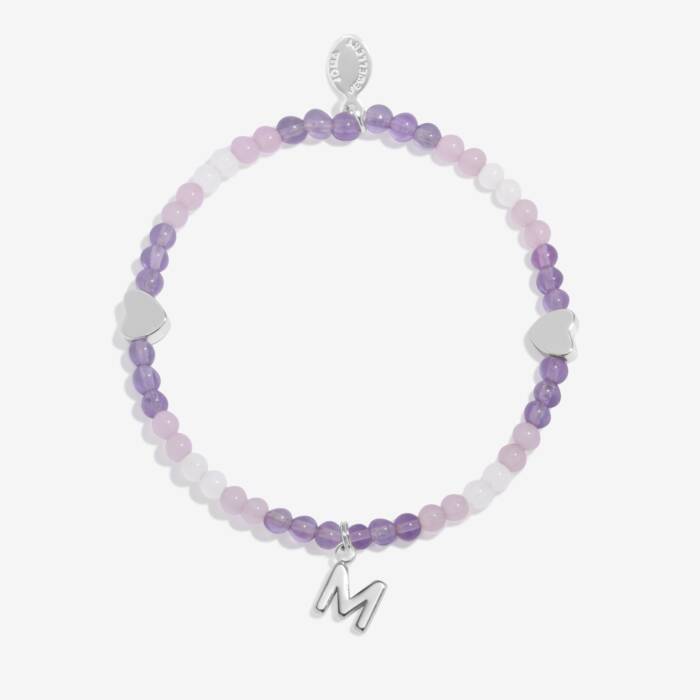 Joma Jewellery My Alphabet M Pink, Lilac & Silver Plated Children's Bracelet