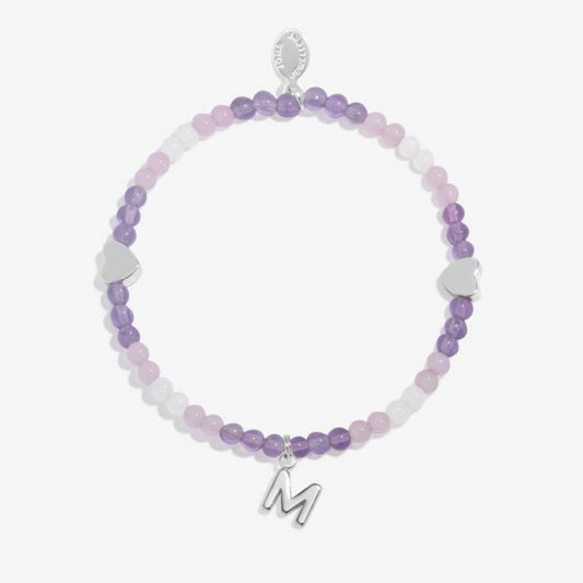 Joma Jewellery My Alphabet M Pink, Lilac & Silver Plated Children's Bracelet