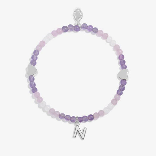Joma Jewellery My Alphabet N Pink, Lilac & Silver Plated Children's Bracelet