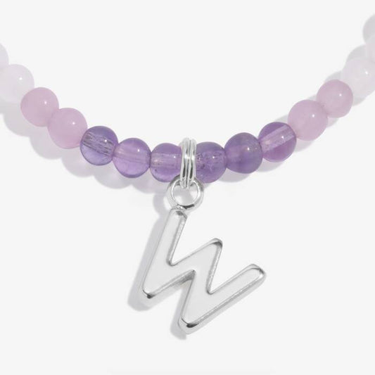 Joma Jewellery My Alphabet W Pink, Lilac & Silver Plated Children's Bracelet