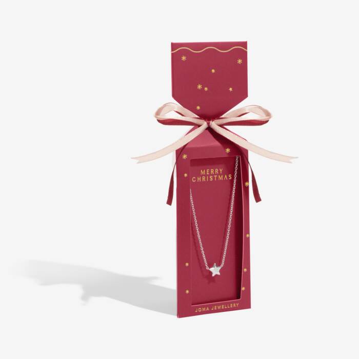 Joma Jewellery Necklace Christmas Cracker Merry Christmas Silver Plated Necklace