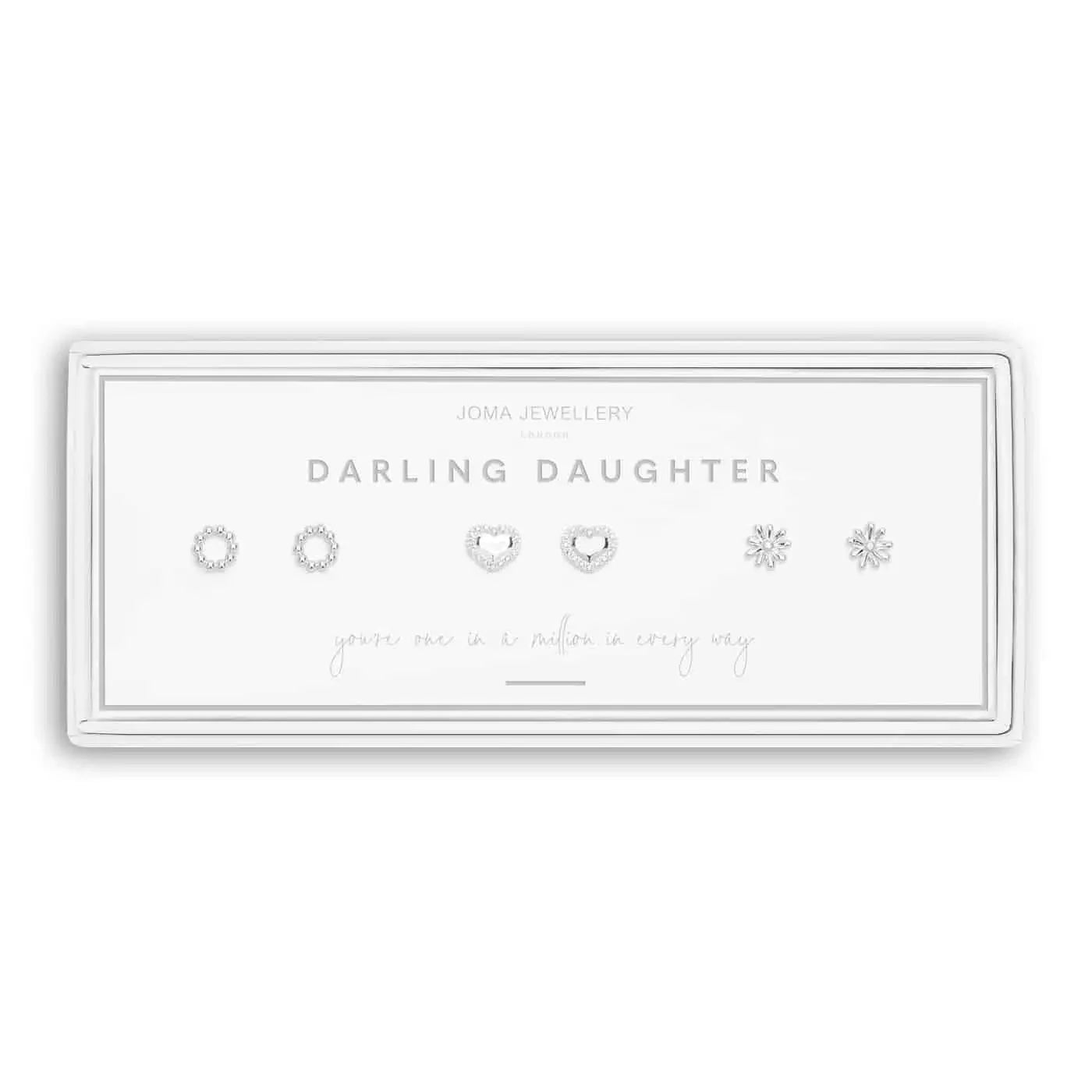 Joma Jewellery Occasion Earring Box Darling Daughter Silver Set of 3 Earrings