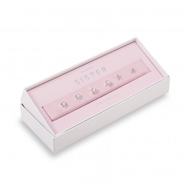 Joma Jewellery Occasion Earring Box SUPER SISTER - SILVER EARRINGS - SET OF 3 SILVER