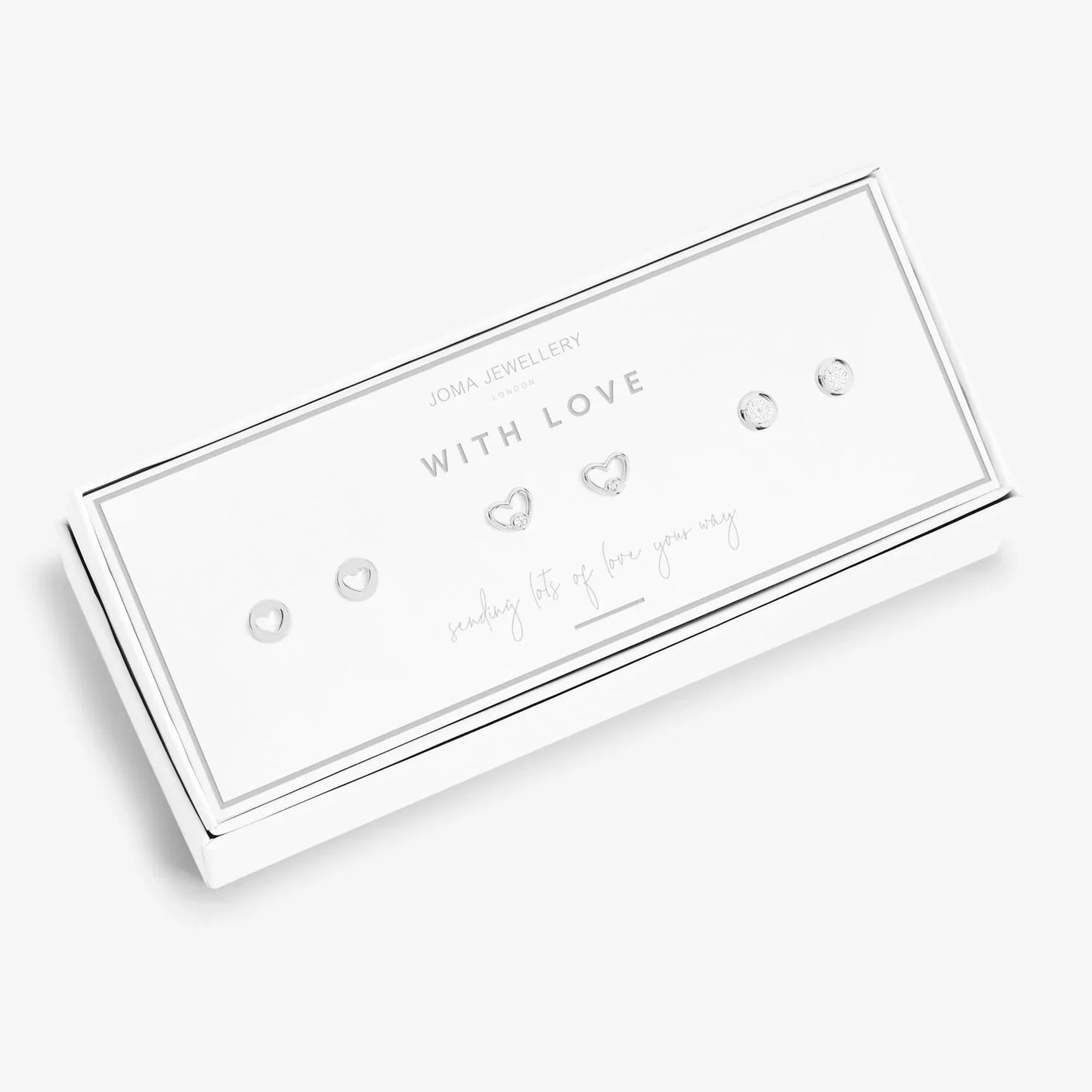 Joma Jewellery Occasion Earring Box With Love Silver Set of 3 Earrings