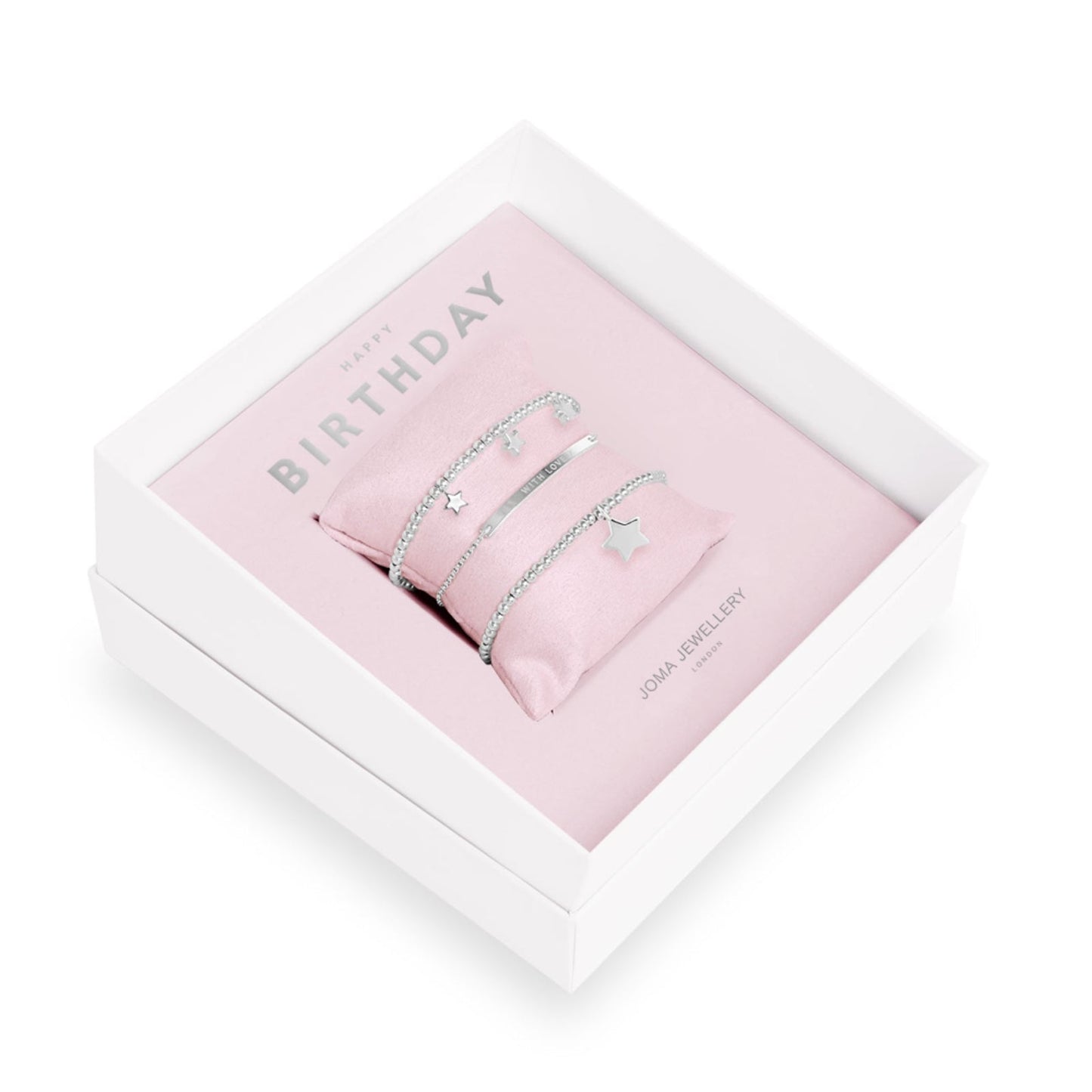 Joma Jewellery Occasion Gift Box Happy Birthday Bracelets Silver