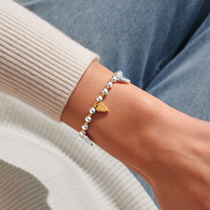 Joma Jewellery Reva Textured Hearts Silver & Gold Plated Bracelet