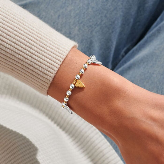 Joma Jewellery Reva Textured Hearts Silver & Gold Plated Bracelet