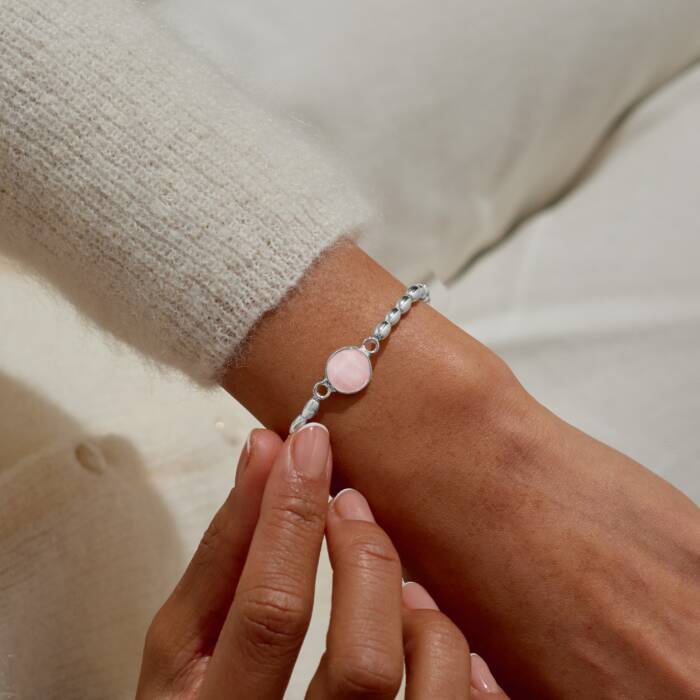 Joma Jewellery Serenity Stones Pink Quartz Silver Plated Bracelet