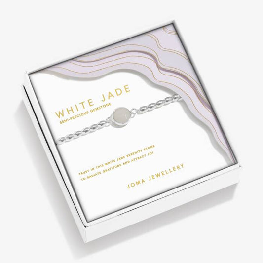 Joma Jewellery Serenity Stones White Jade Silver Plated Bracelet
