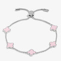 Joma Jewellery Signature Clover Collection Pink Clover Silver Plated Bracelet