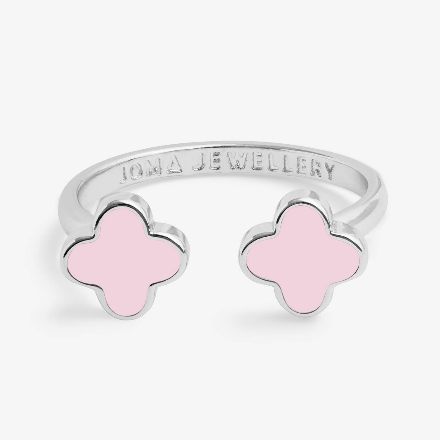 Joma Jewellery Signature Clover Collection Pink Clover Silver Plated Ring