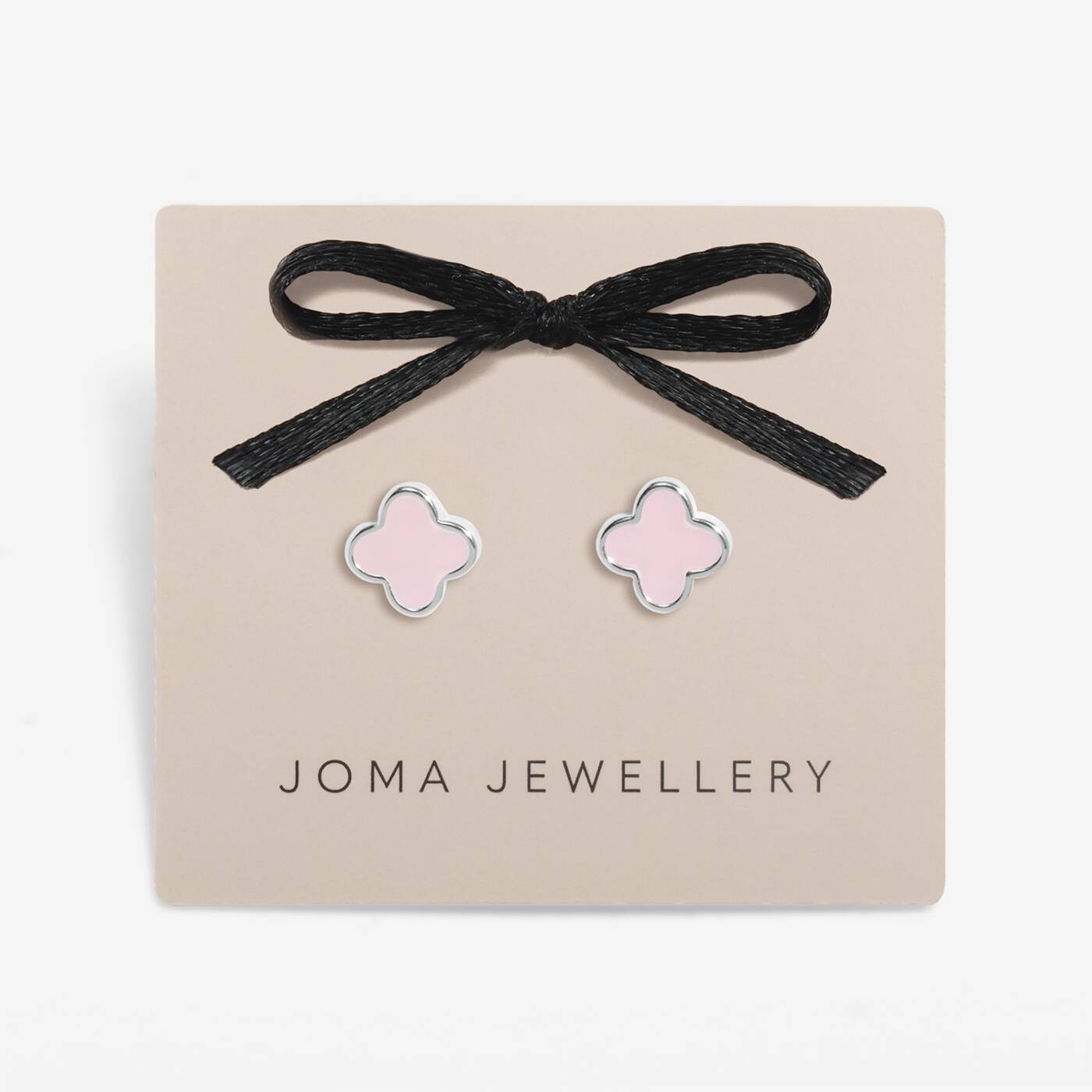 Joma Jewellery Signature Clover Collection Pink Clover Silver Plated Stud Earrings