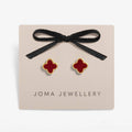 Joma Jewellery Signature Clover Collection Red Clover Gold Plated Stud Earrings