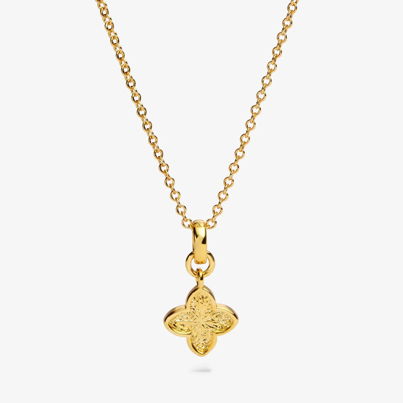Joma Jewellery Signature Clover Collection Textured Clover Gold Plated Necklace