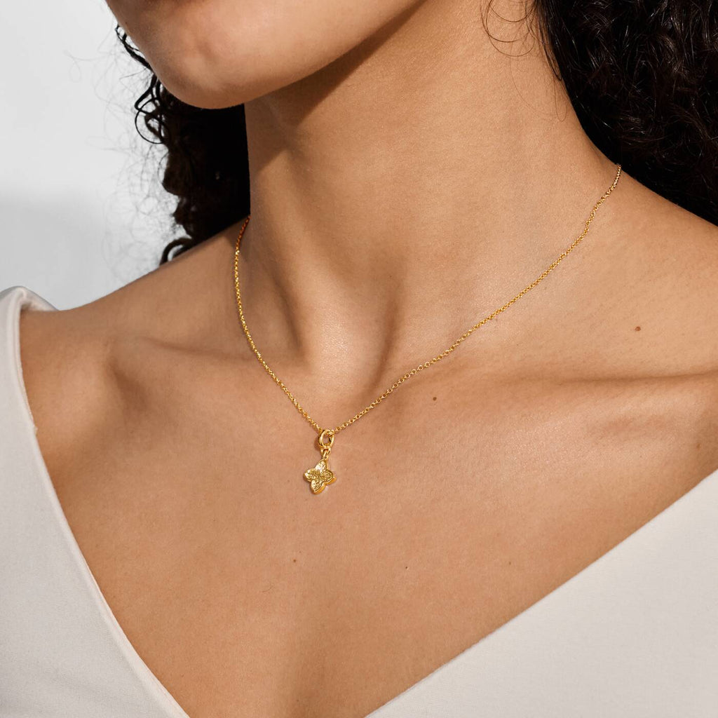 Joma Jewellery Signature Clover Collection Textured Clover Gold Plated Necklace
