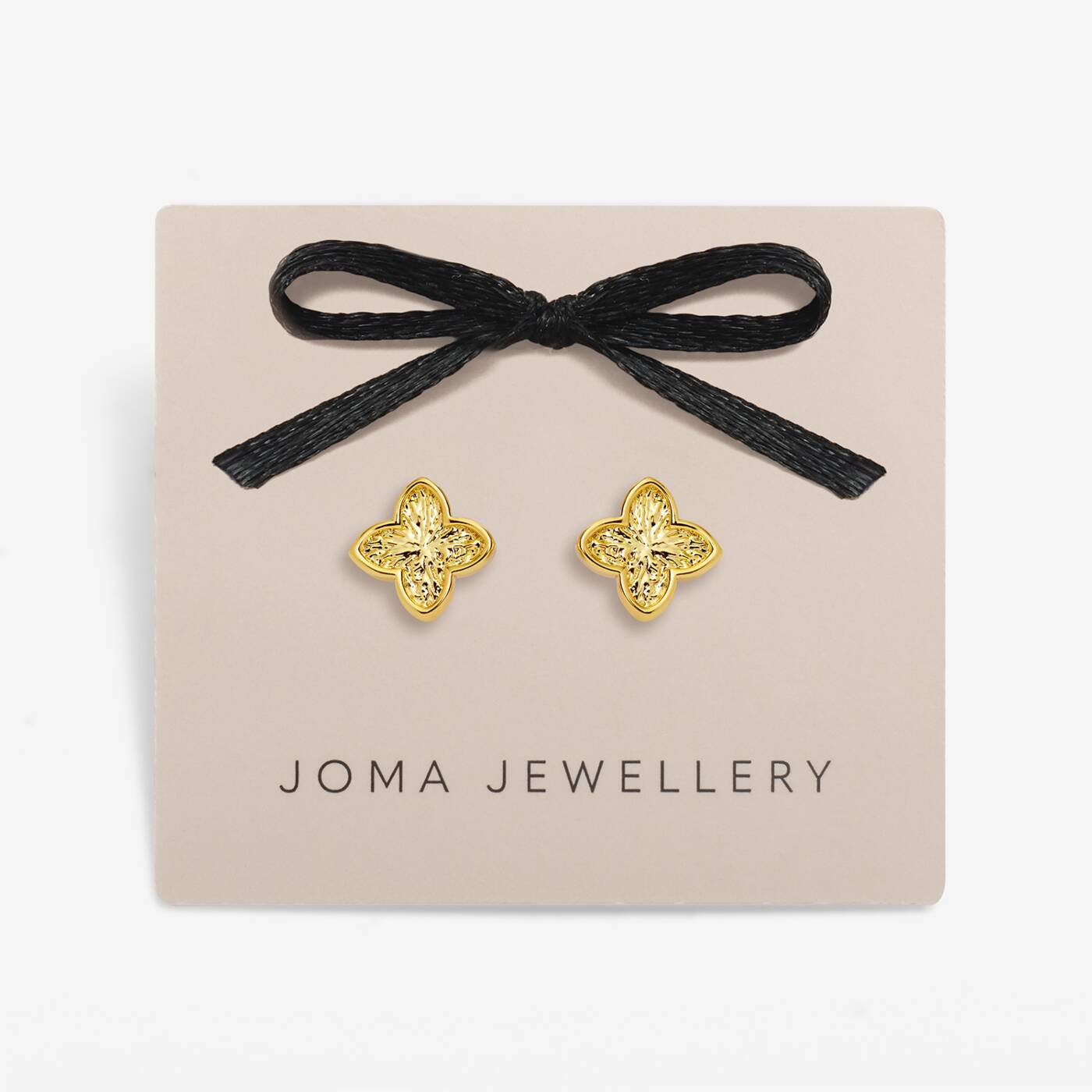 Joma Jewellery Signature Clover Collection Textured Clover Gold Plated Stud Earrings