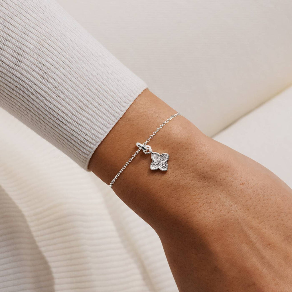 Joma Jewellery Signature Clover Collection Textured Clover Silver Plated Bracelet