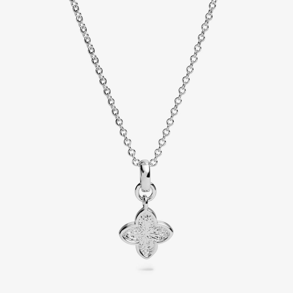 Joma Jewellery Signature Clover Collection Textured Clover Silver Plated Necklace