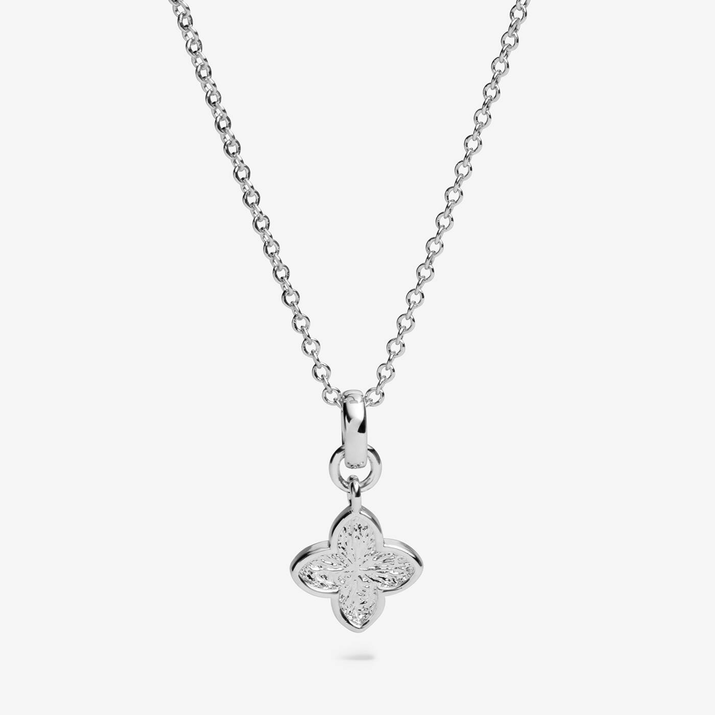 Joma Jewellery Signature Clover Collection Textured Clover Silver Plated Necklace