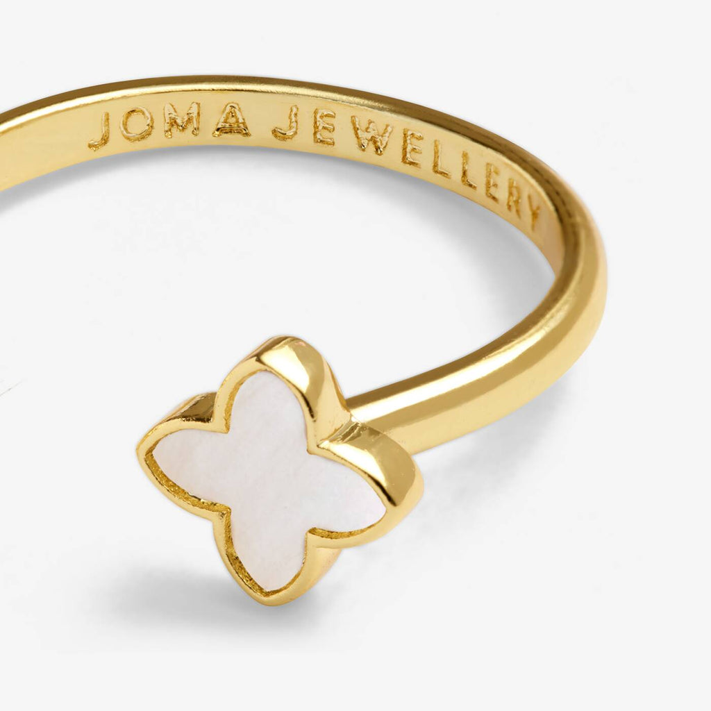 Joma Jewellery Signature Clover Collection White Clover Gold Plated Ring