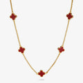 Joma Jewellery Signature Clover Collection Red Clover Gold Plated Necklace