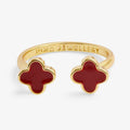Joma Jewellery Signature Clover Collection Red Clover Gold Plated Ring