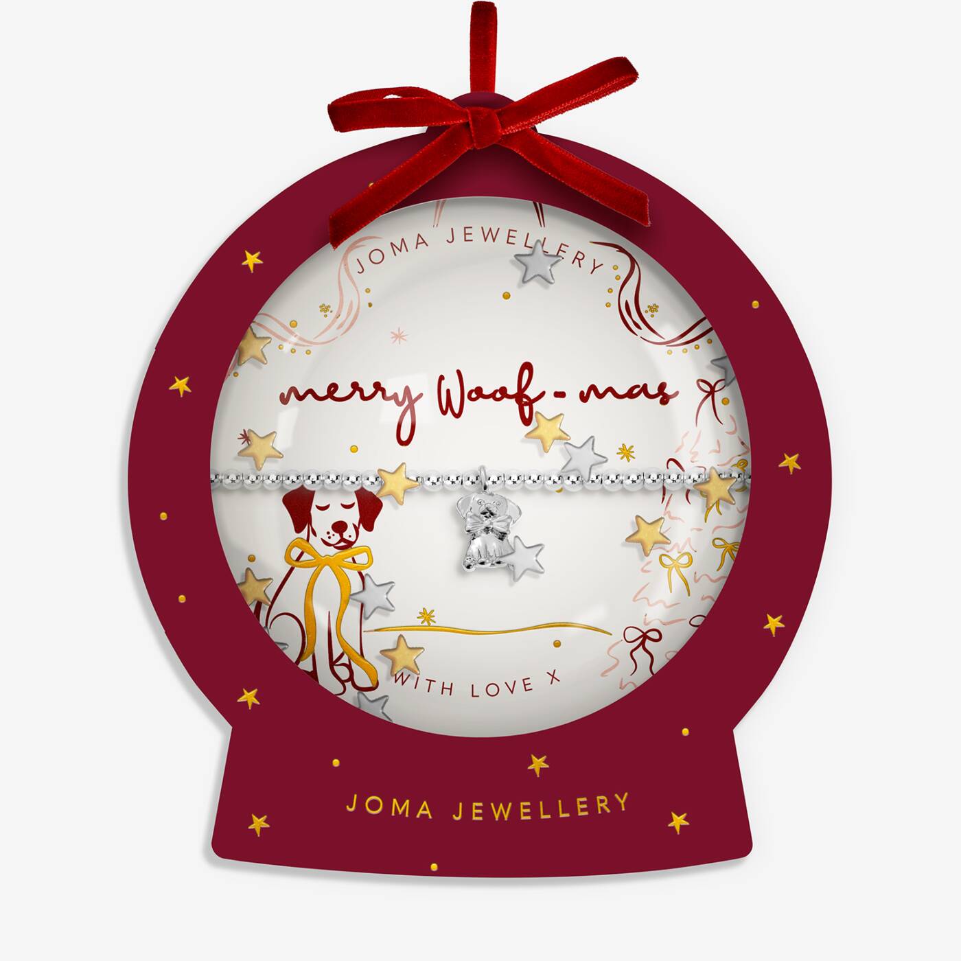Joma Jewellery Snowglobe A Little Merry Woof-Mas Silver Plated Bracelet
