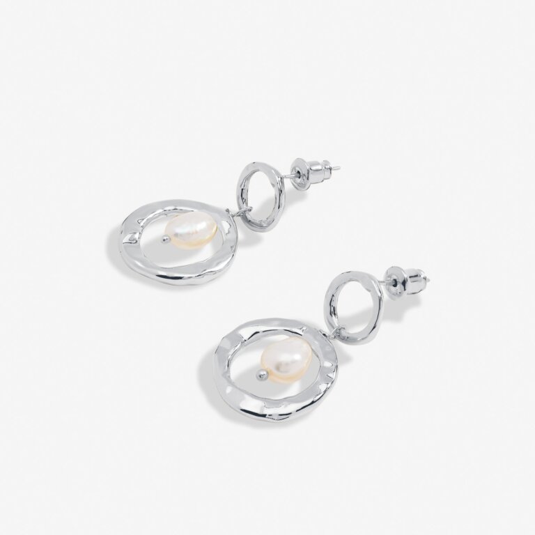 Joma Jewellery Solaria Baroque Pearl Silver Plated Hoop Earrings