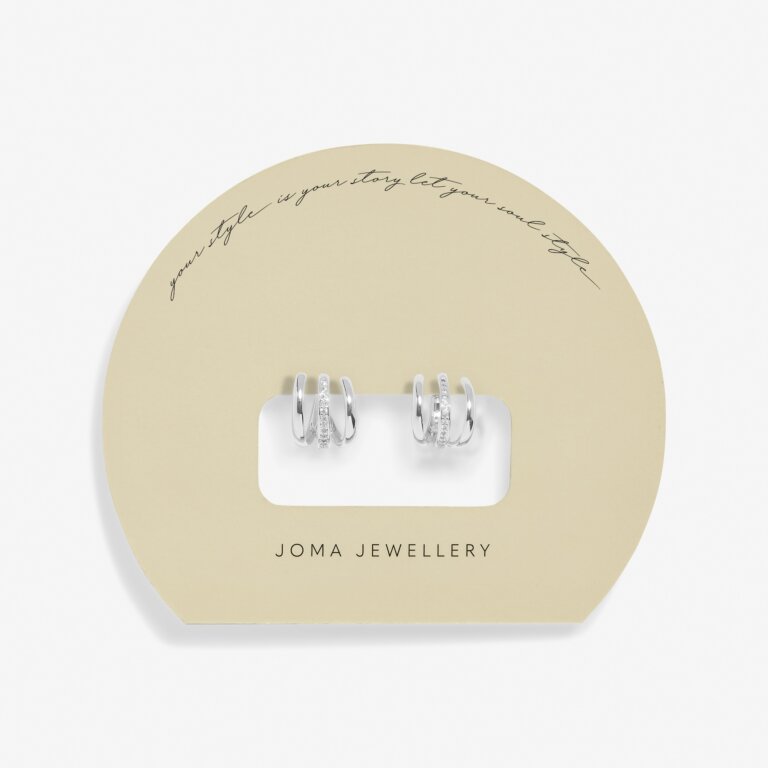 Joma Jewellery Soul Shine Pave Illusion Silver Plated Hoop Earrings