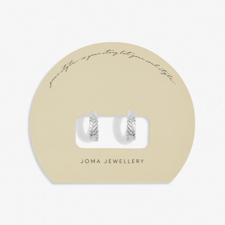 Joma Jewellery Soul Shine Plaited Silver Plated Hoop Earrings