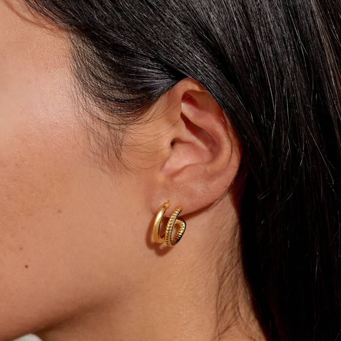 Joma Jewellery Soul Shine Rope Illusion Gold Plated Hoop Earrings