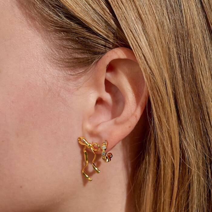 Joma Jewellery Soul Shine Stack Bows Gold Plated Set Of 2 Earrings