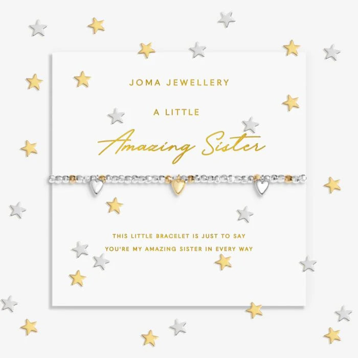 Joma Jewellery Sparkle Confetti A Little Amazing Sister Silver & Gold Plated Bracelet