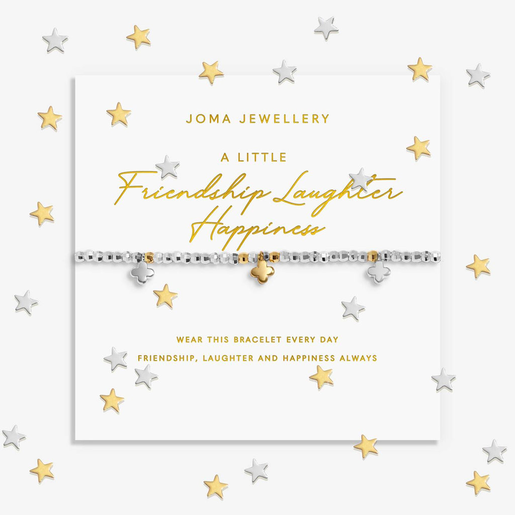 Joma Jewellery Sparkle Confetti A Little Friendship, Laughter, Happiness Silver & Gold Plated Bracelet