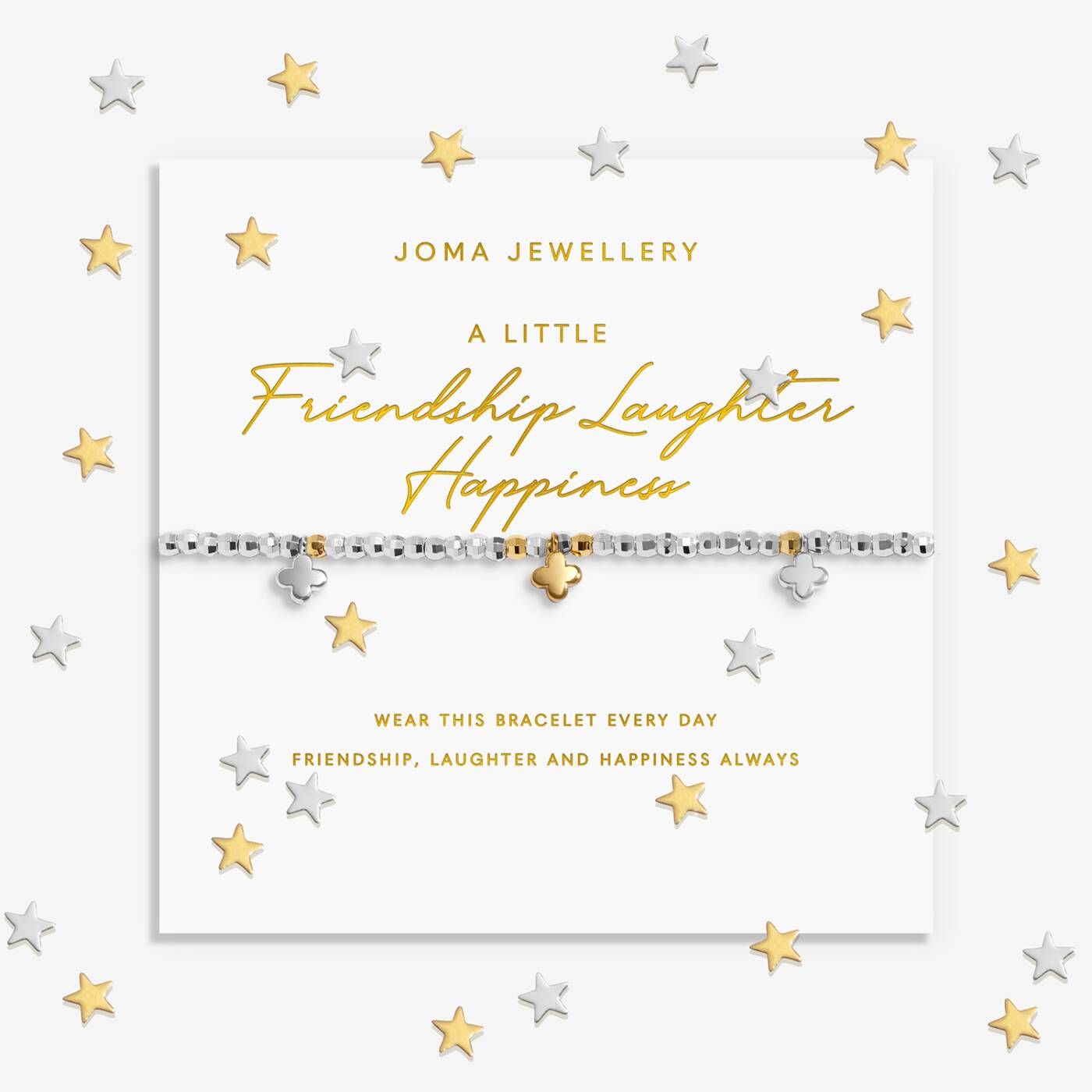 Joma Jewellery Sparkle Confetti A Little Friendship, Laughter, Happiness Silver & Gold Plated Bracelet