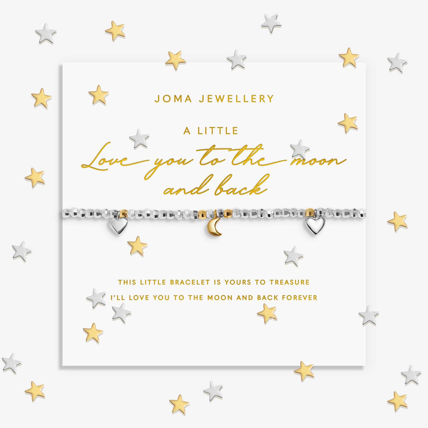 Joma Jewellery Sparkle Confetti A Little Love You To The Moon And Back Silver & Gold Plated Bracelet