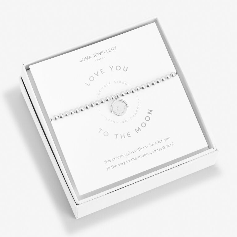Joma Jewellery Spinning Boxed A Littles Love You to The Moon Silver Bracelet