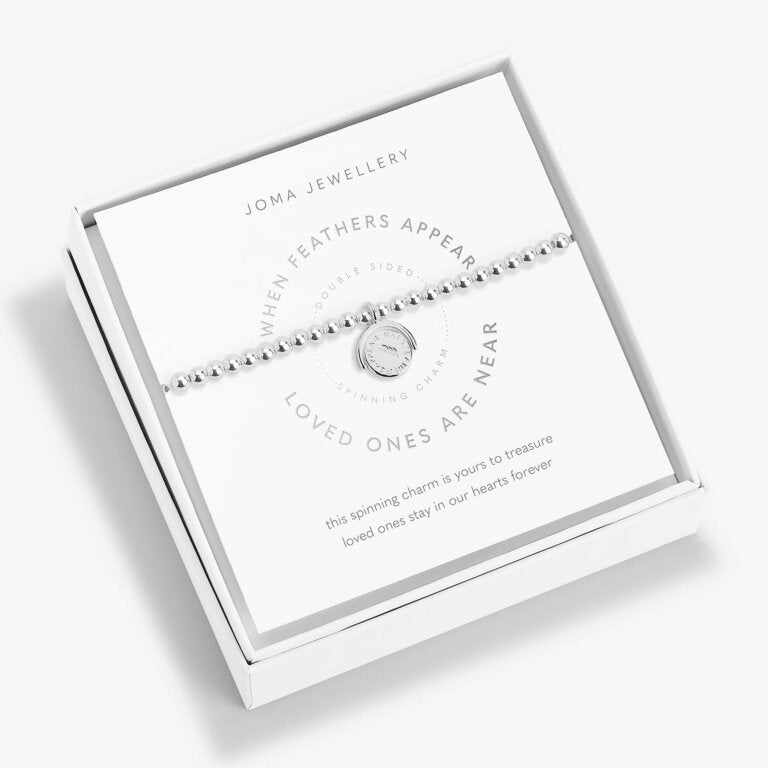 Joma Jewellery Spinning Boxed A Littles When Feathers Appear Loves Ones Are Near Silver Bracelet