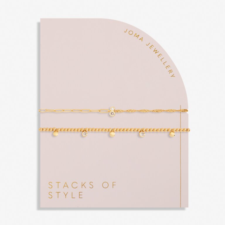 Joma Jewellery Stacks Of Style CZ Gold Set of 2 Bracelets
