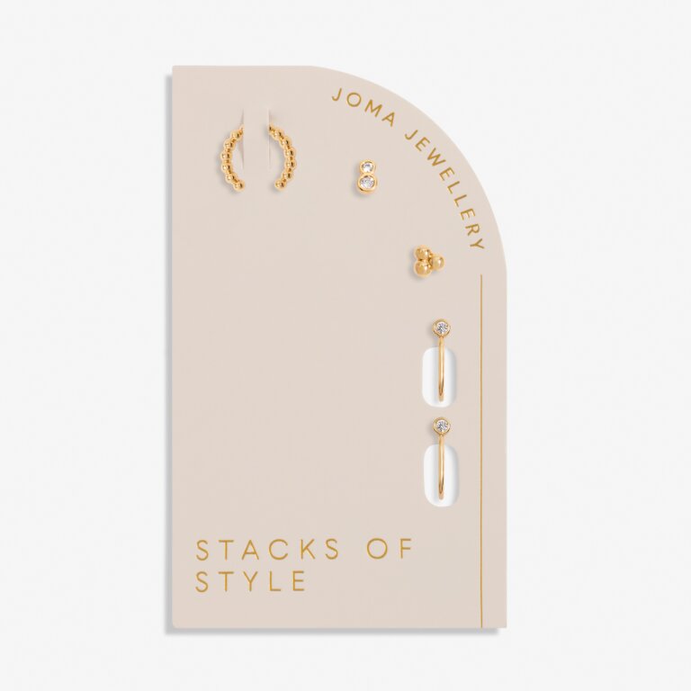 Joma Jewellery Stacks Of Style CZ Gold Set of Earrings