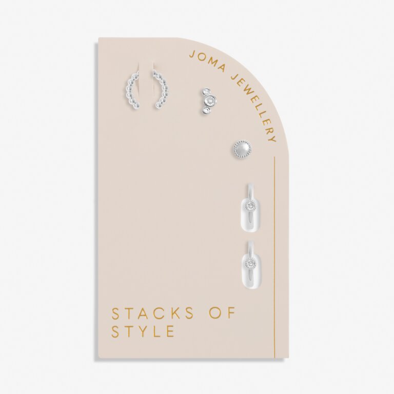 Joma Jewellery Stacks Of Style CZ Silver Set of Earrings