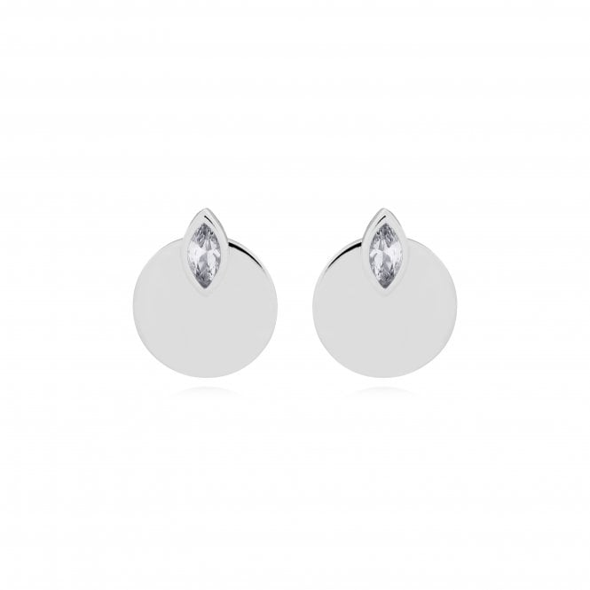 Joma Jewellery Statement Earrings Gem Disc Silver Ear Jackets