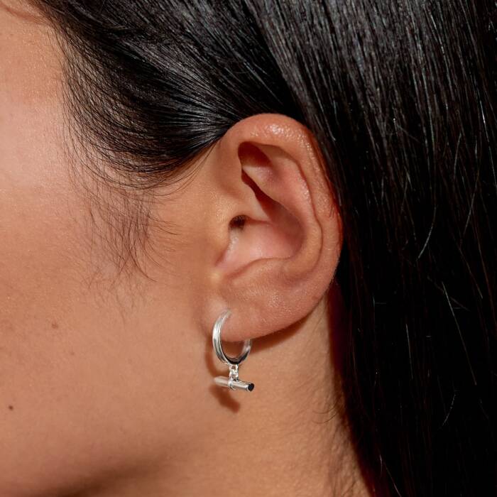 Joma Jewellery Style Stories Heart T-Bar  Silver Plated Hoop Earrings