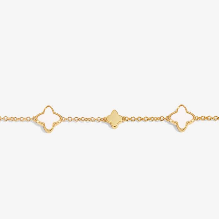 Joma Jewellery Style Stories Mother Of Pearl Clover Gold Plated Bracelet
