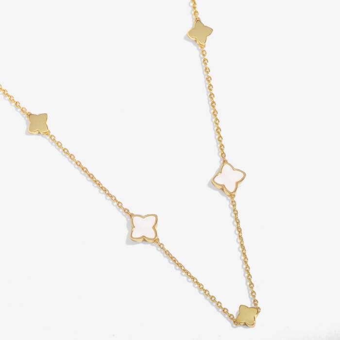 Joma Jewellery Style Stories Mother Of Pearl Clover Gold Plated Necklace