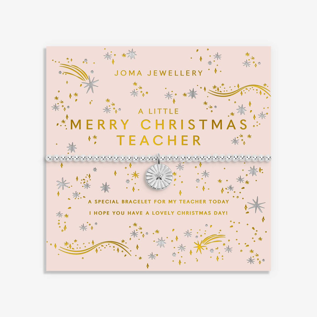Joma Jewellery Christmas A Little Merry Christmas Teacher Silver Plated Bracelet