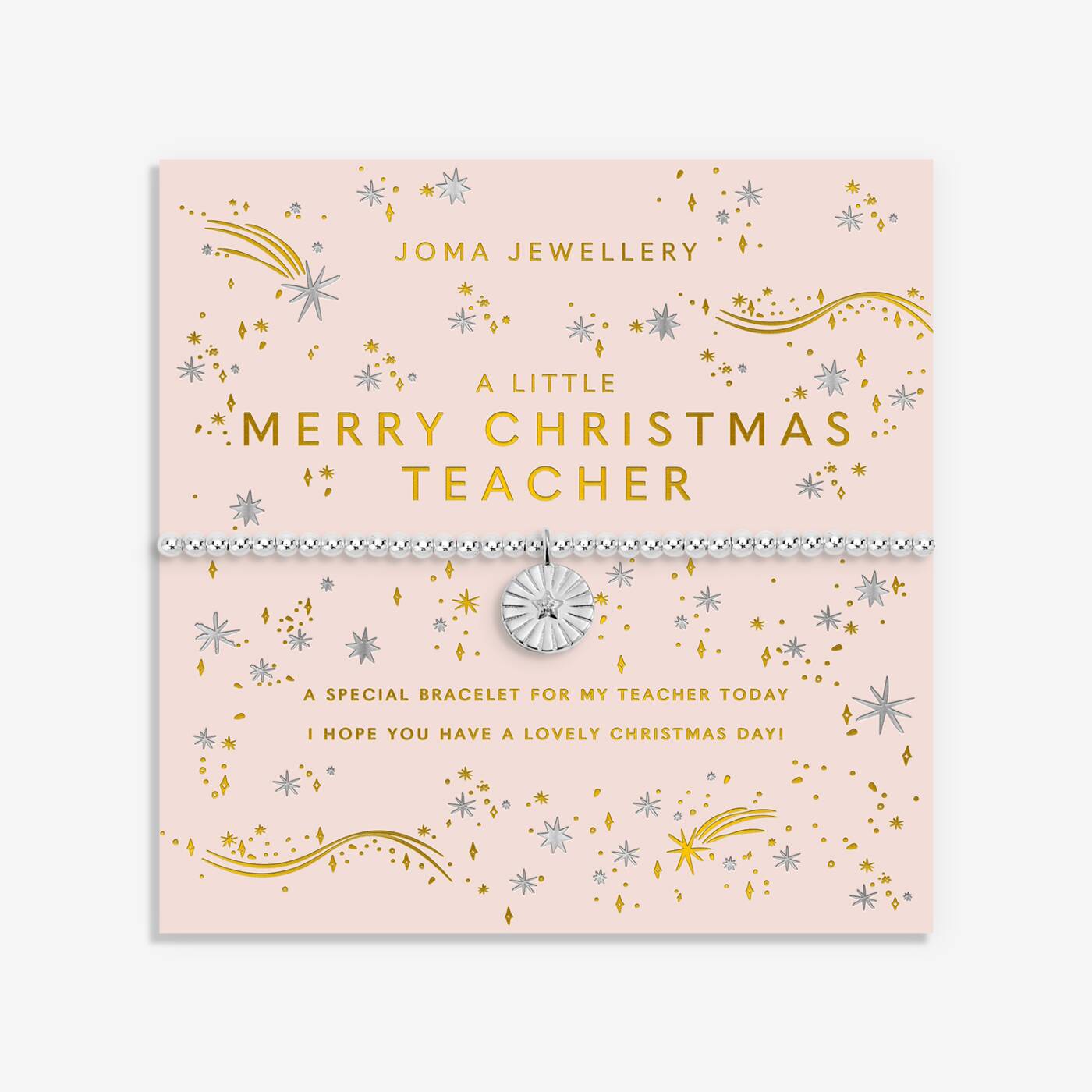 Joma Jewellery Christmas A Little Merry Christmas Teacher Silver Plated Bracelet