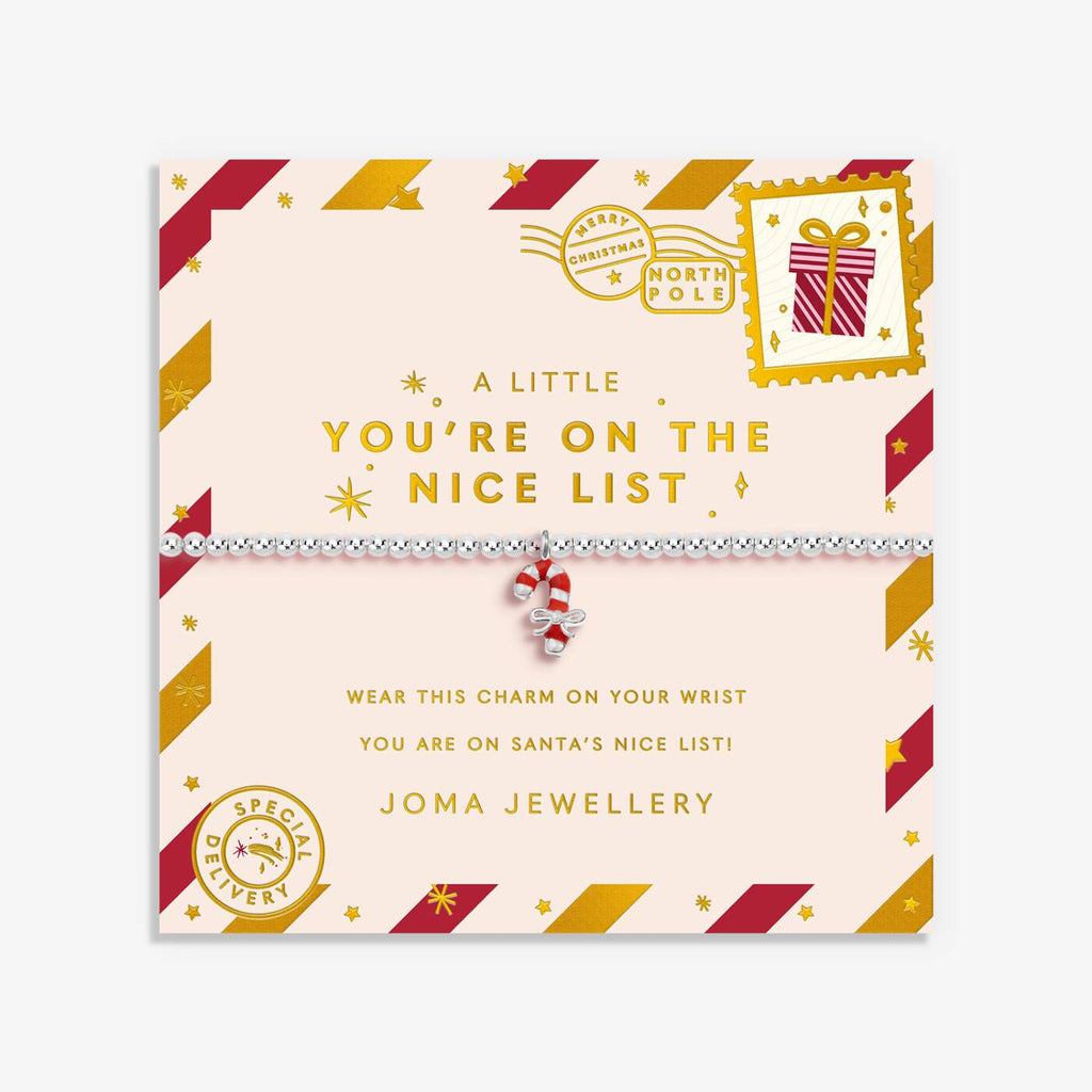 Joma Jewellery Kids' Christmas A Little You're On The Nice List Silver Plated Bracelet